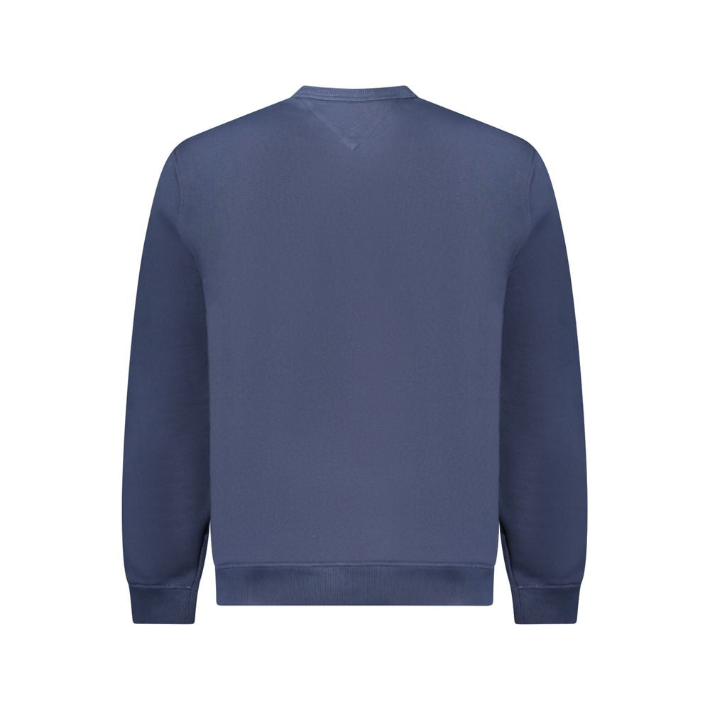 Sweatshirt homme en coton bleu Tommy Hilfiger avec logo discret, décontracté et confortable.