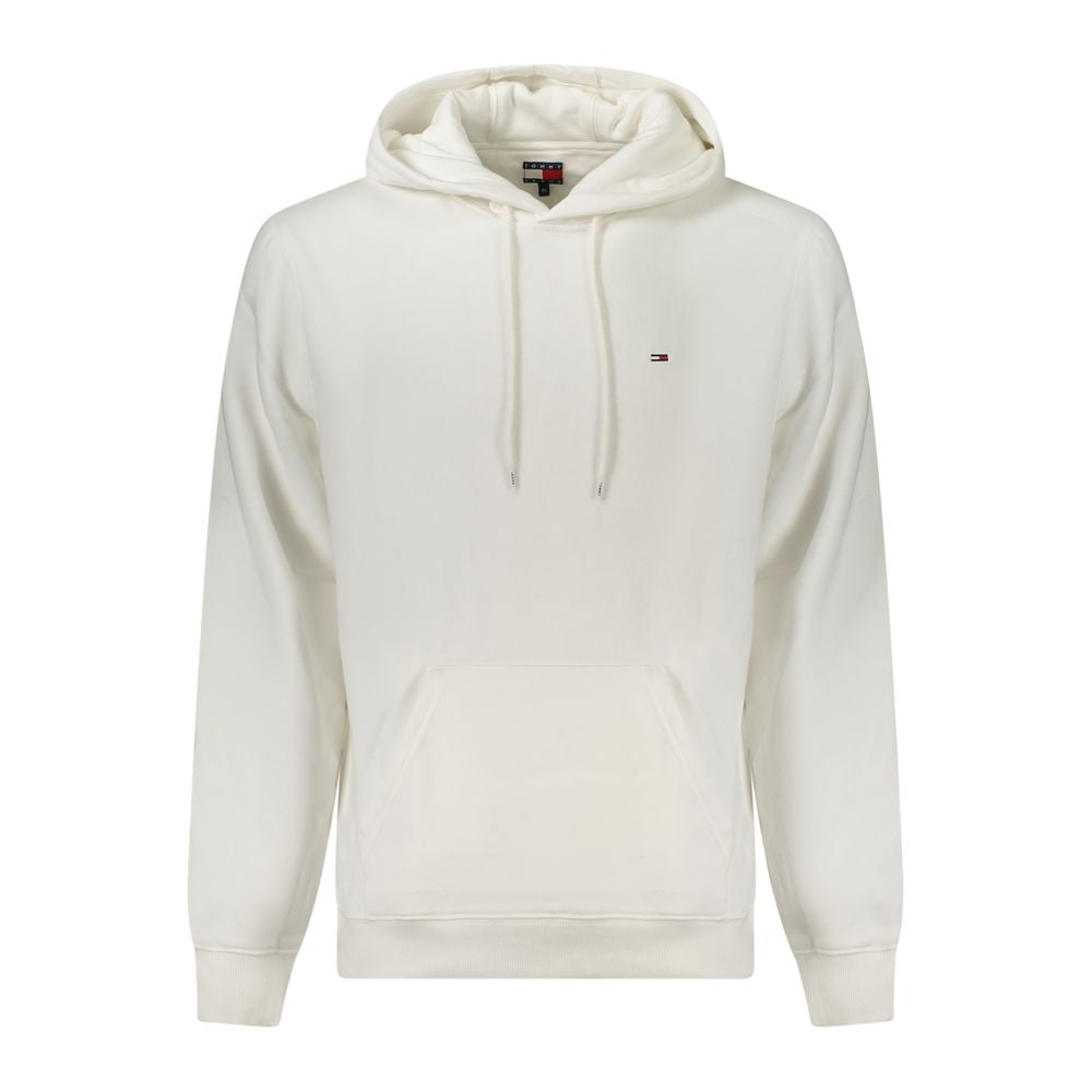 Sweat à capuche pour homme Tommy Hilfiger en coton blanc, style décontracté, avec logo Tommy Hilfiger sur la poitrine.