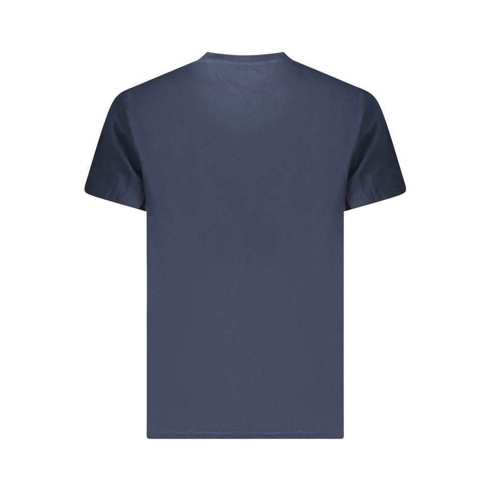 T-shirt en coton bleu pour homme de la marque Tommy Hilfiger, ajusté avec logo discret sur la poitrine.