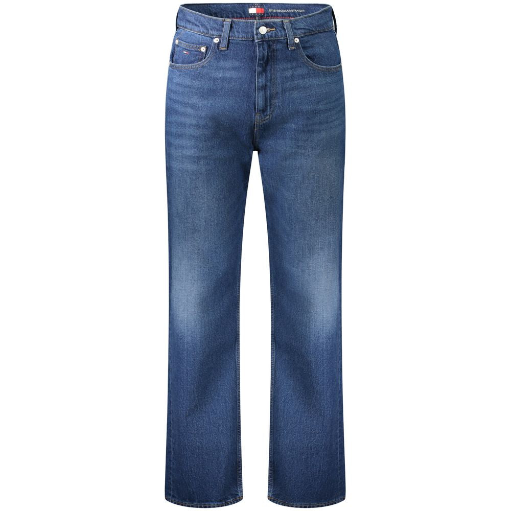 Jeans en coton bleu pour homme de la marque Tommy Hilfiger, coupe classique avec détails élégants.