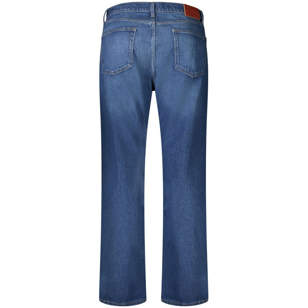 Jeans homme en coton bleu Tommy Hilfiger, coupe classique, avec détails de marque visibles, parfait pour un style décontracté.
