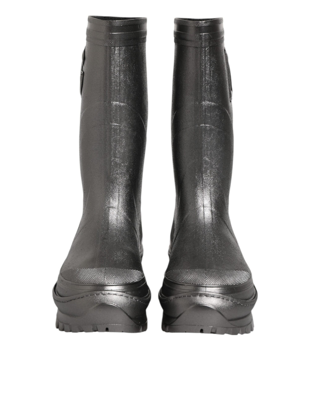 Bottes de pluie noires Dolce & Gabbana Argento à enfiler, look élégant et résistant à la pluie, en caoutchouc durable.