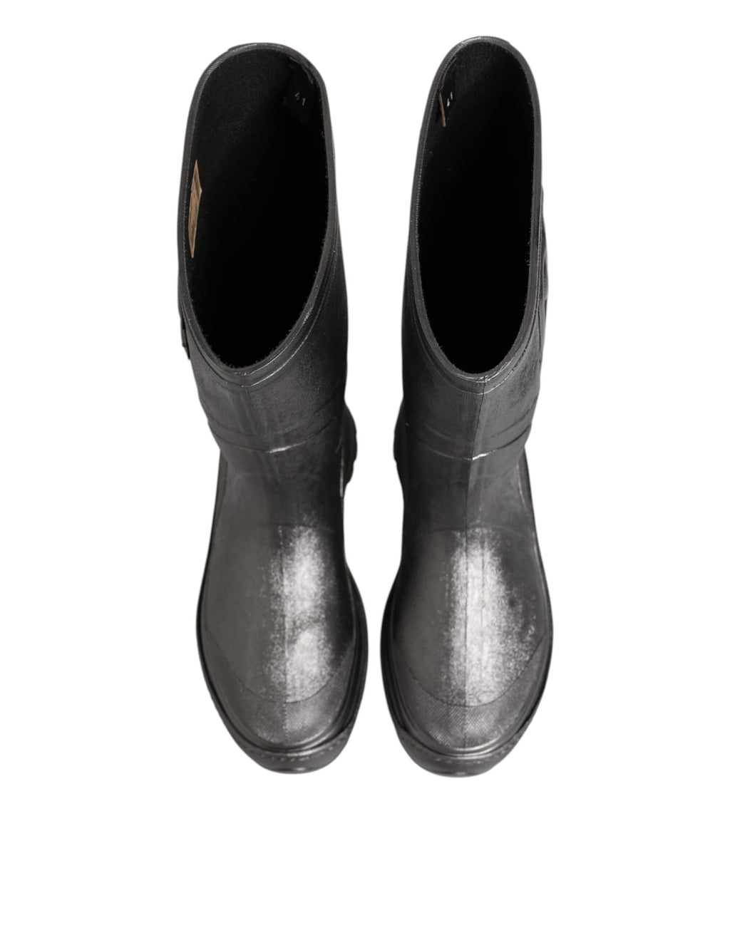 Bottes de pluie noires Dolce & Gabbana Argento à enfiler, en caoutchouc, avec finition élégante et semelle antidérapante.