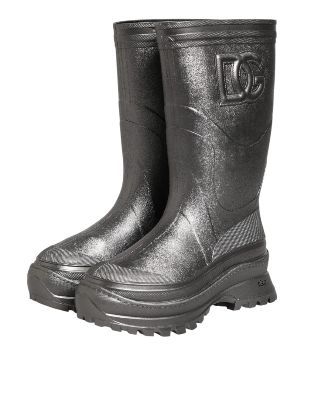 Chaussures bottes de pluie noires Dolce & Gabbana Argento à enfiler, imperméables et élégantes pour la pluie.