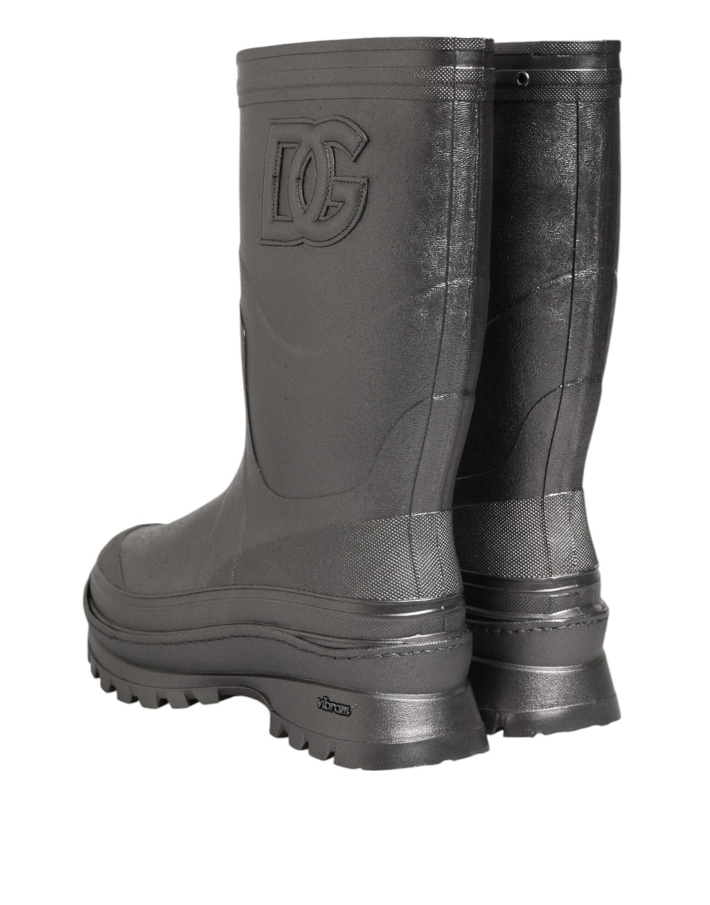 Bottes de pluie noires Dolce & Gabbana Argento à enfiler, semelle antidérapante et design élégant pour un look sophistiqué