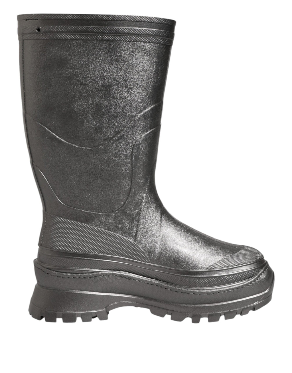 Bottes de pluie noires Dolce & Gabbana Argento à enfiler, style élégant et résistant à la pluie, en cuir brillant.