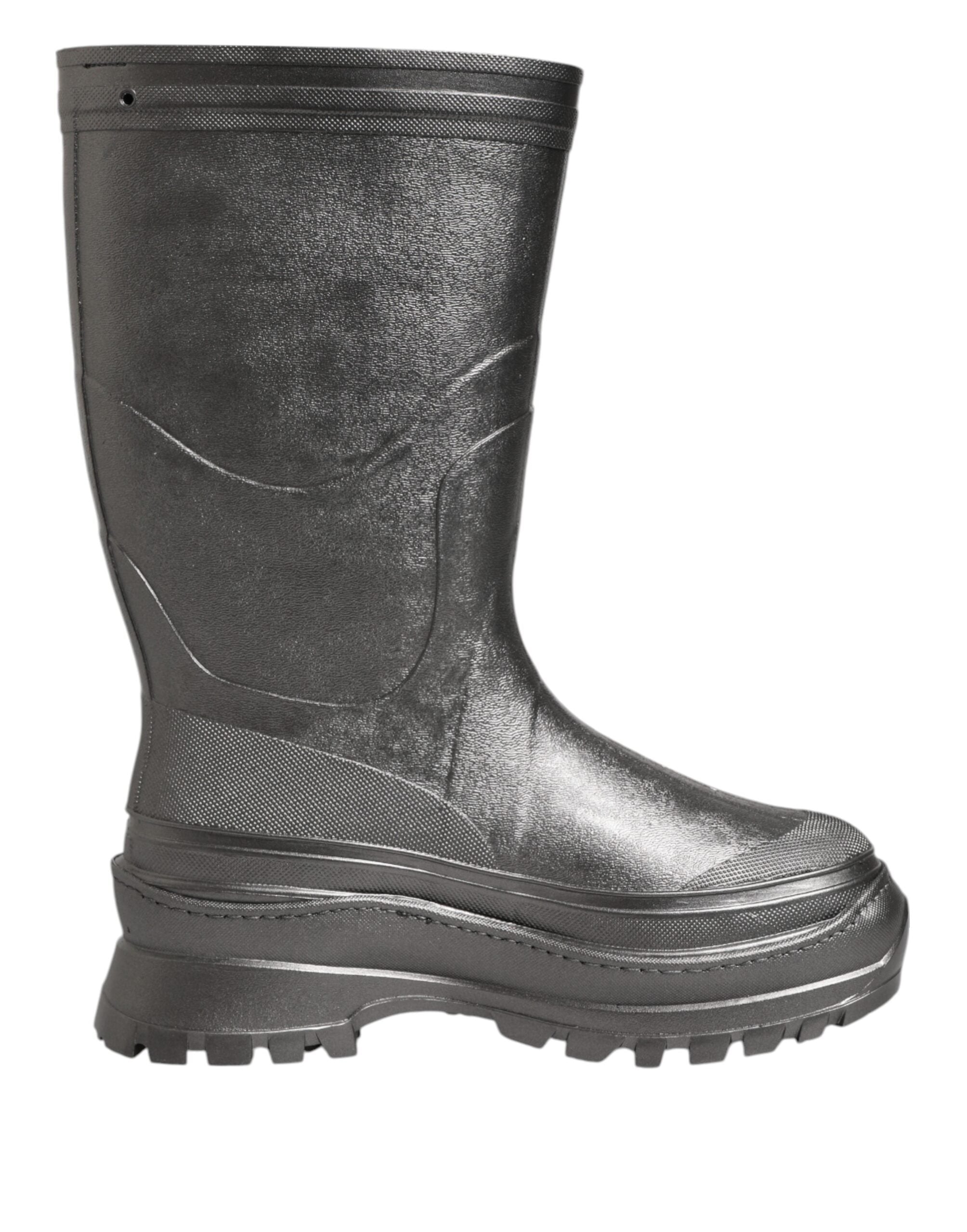Bottes de pluie noires Dolce & Gabbana Argento à enfiler, en caoutchouc avec semelle antidérapante, style élégant et pratique.