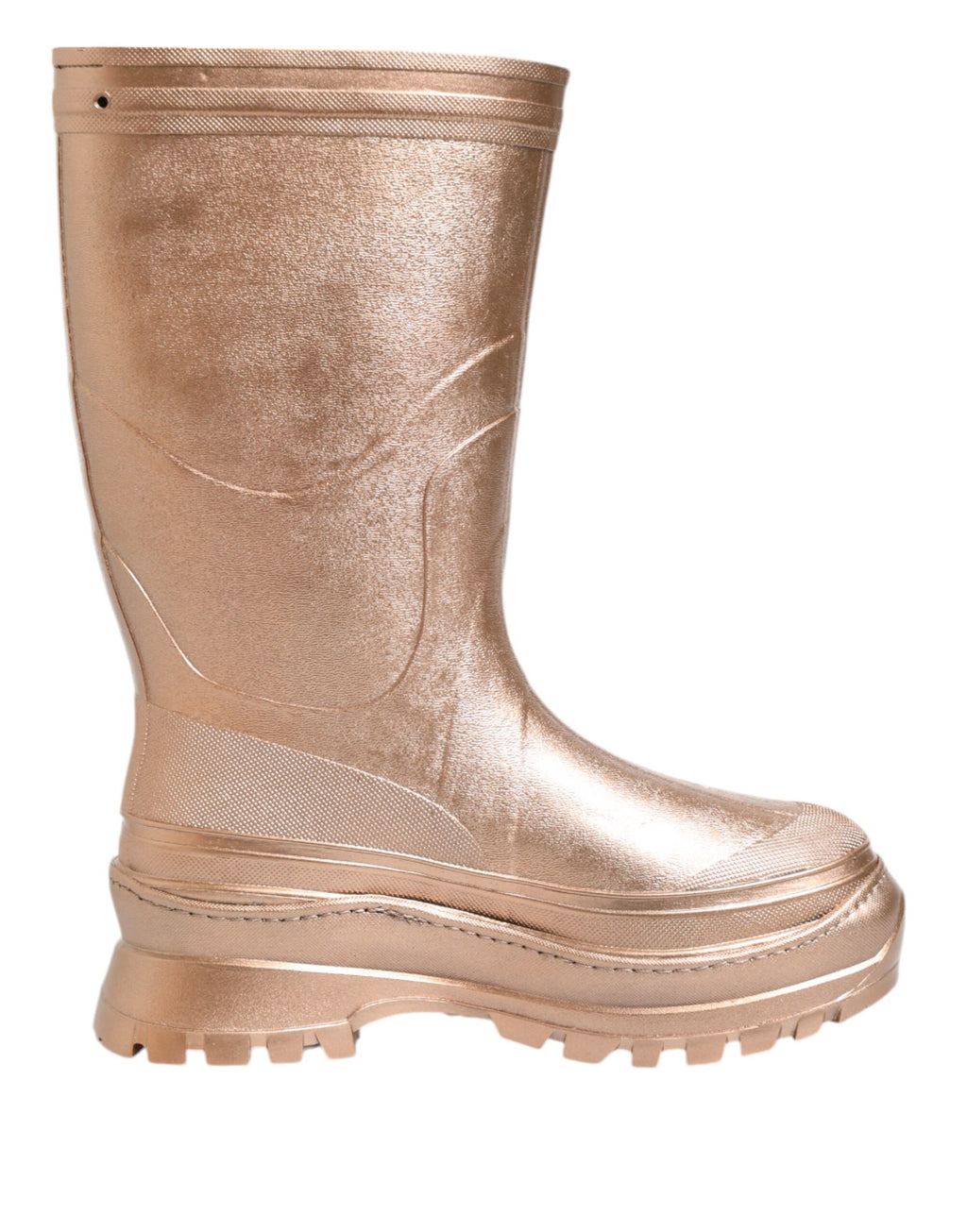 Bottes de pluie en caoutchouc Rose Gold Dolce & Gabbana à enfiler, style élégant et résistant à la pluie.