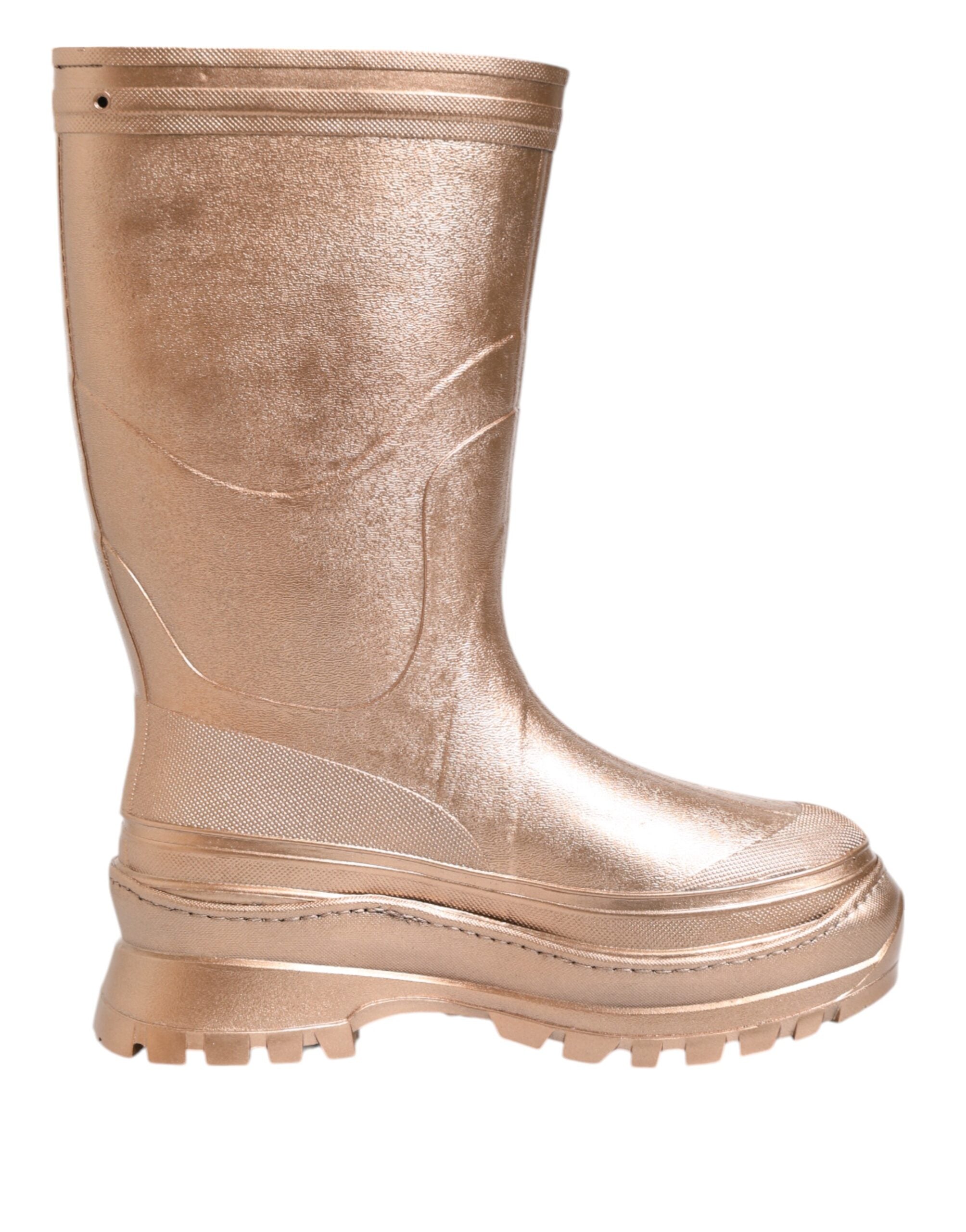 Bottes de pluie en caoutchouc Rose Gold Dolce & Gabbana à enfiler, style élégant et résistant à la pluie.