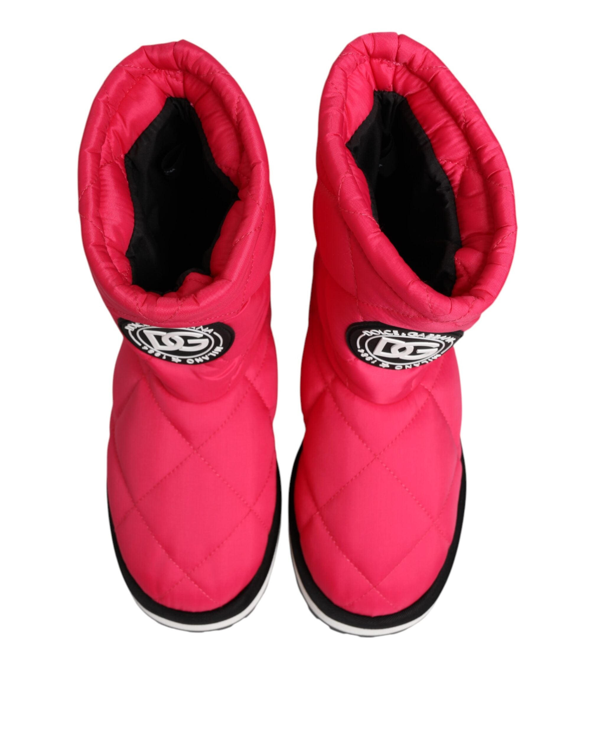 Bottes mi-mollet Dolce & Gabbana roses rose et blanches en viscose rembourrée, chaussures élégantes et tendance.