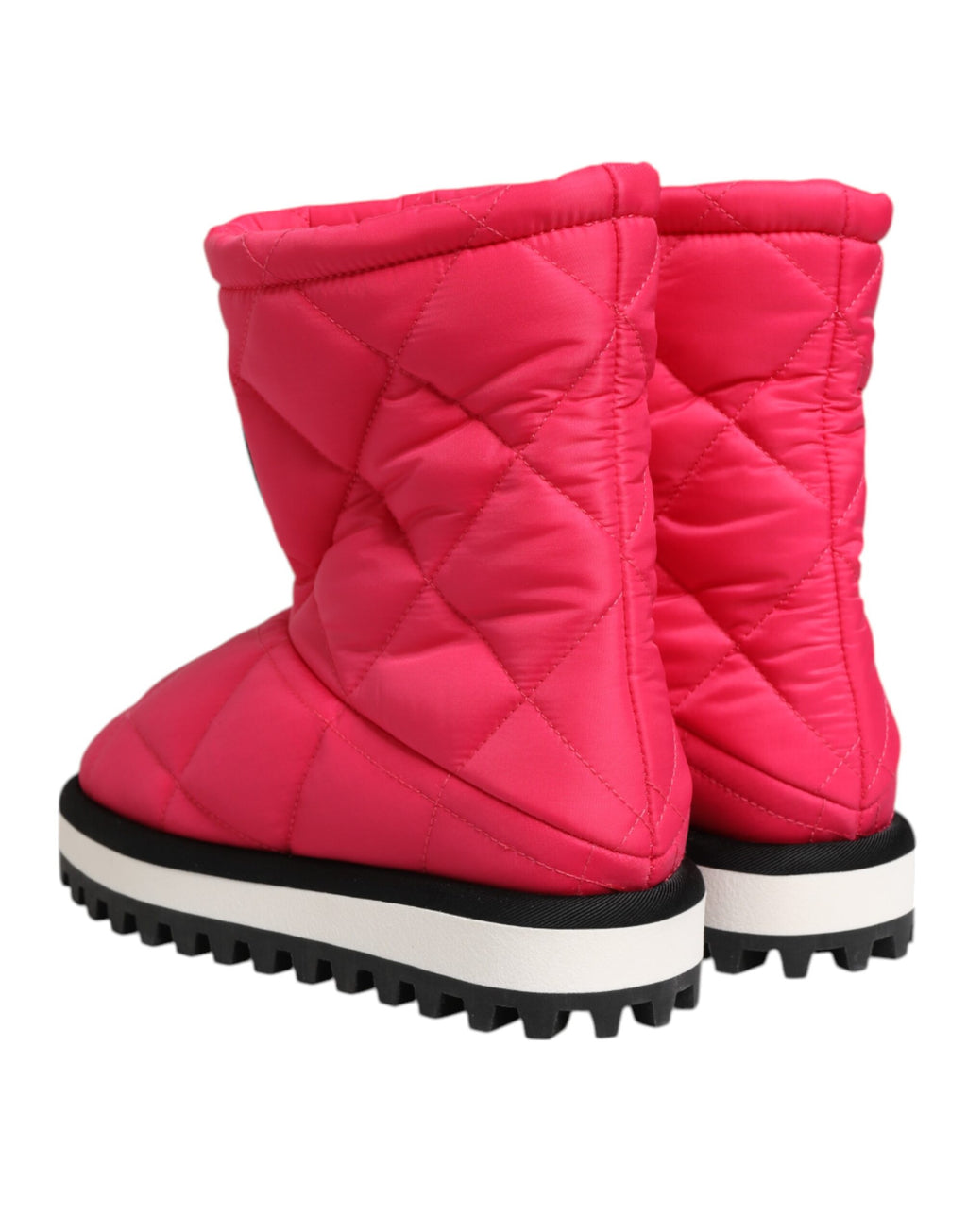 Bottes mi-mollet en viscose rose et blanche Dolce & Gabbana, rembourrées, pour femmes, visibles en image.