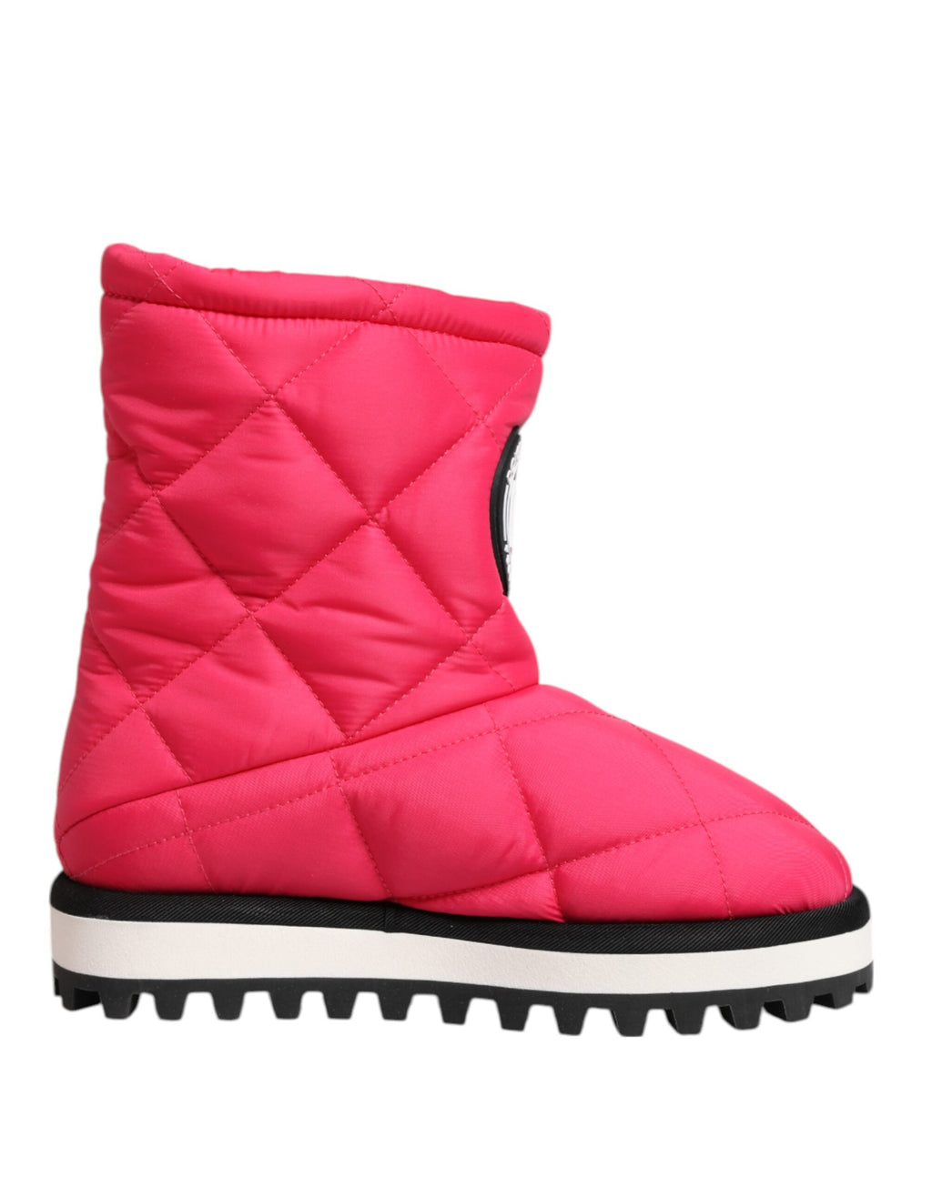 Bottes mi-mollet en viscose rose et blanche de Dolce & Gabbana, avec rembourrage et design élégant.