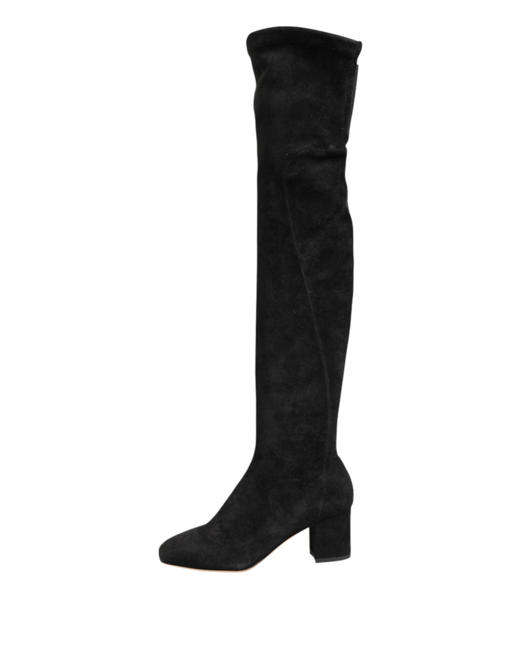 Bottes hautes en cuir suédé noir Dolce & Gabbana, style élégant et sophistiqué, chaussures pour femmes.