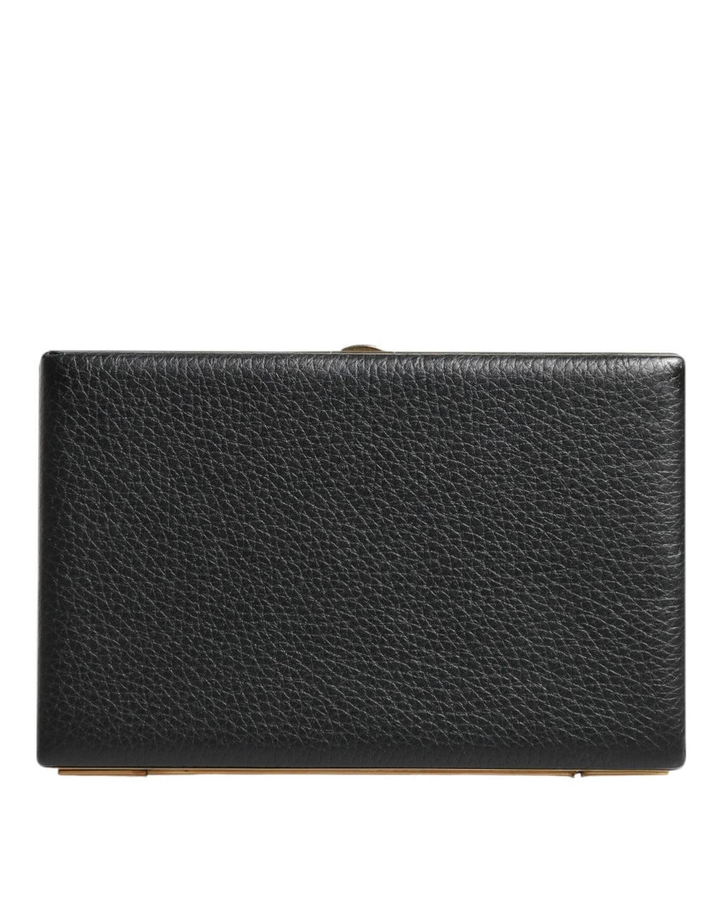 Sac pochette Dolce & Gabbana en cuir noir avec cadre doré, idéal pour soirée et fêtes, élégant et sophistiqué.