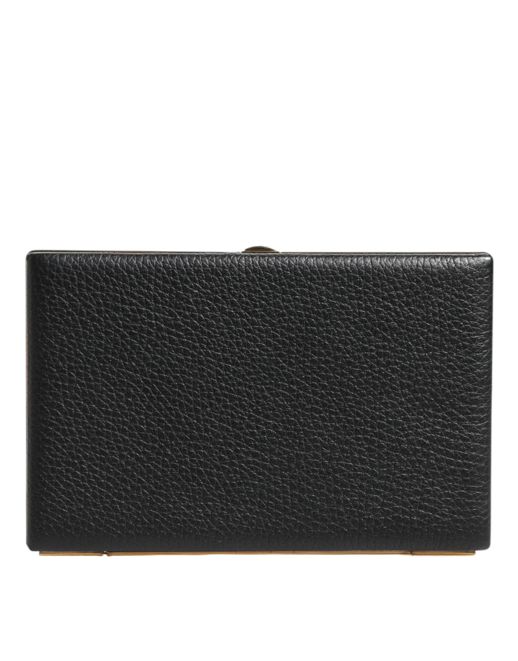 Sac clutch noir en cuir Dolce & Gabbana avec cadre doré pour soirée et fête, élégant et sophistiqué.