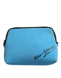 Pochette en nylon bleu Dolce & Gabbana avec logo DG imprimé et fermeture éclair, élégante et pratique pour le quotidien.