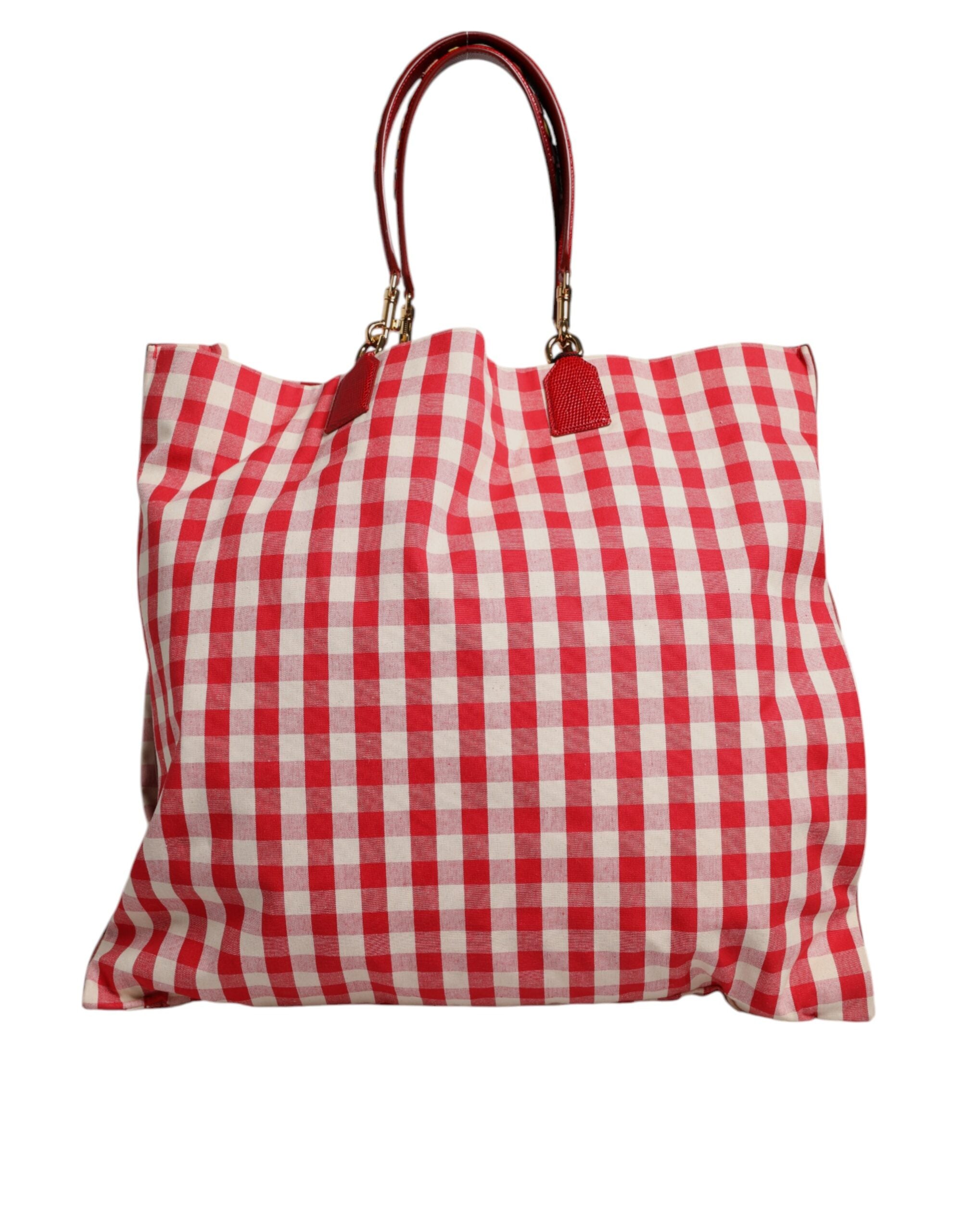 Sac tote Dolce & Gabbana rouge I Love Pizza avec rhinestones et embellissements, design original et tendance.