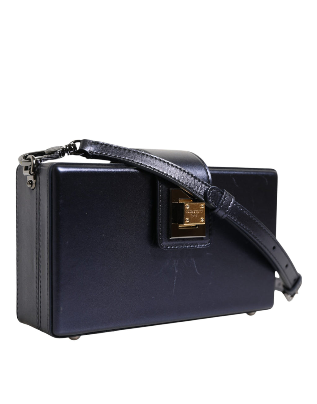 Sac à bandoulière Dolce & Gabbana Blue DG BOX en cuir d'agneau, avec bandoulière réglable et détails élégants en cuir bleu.