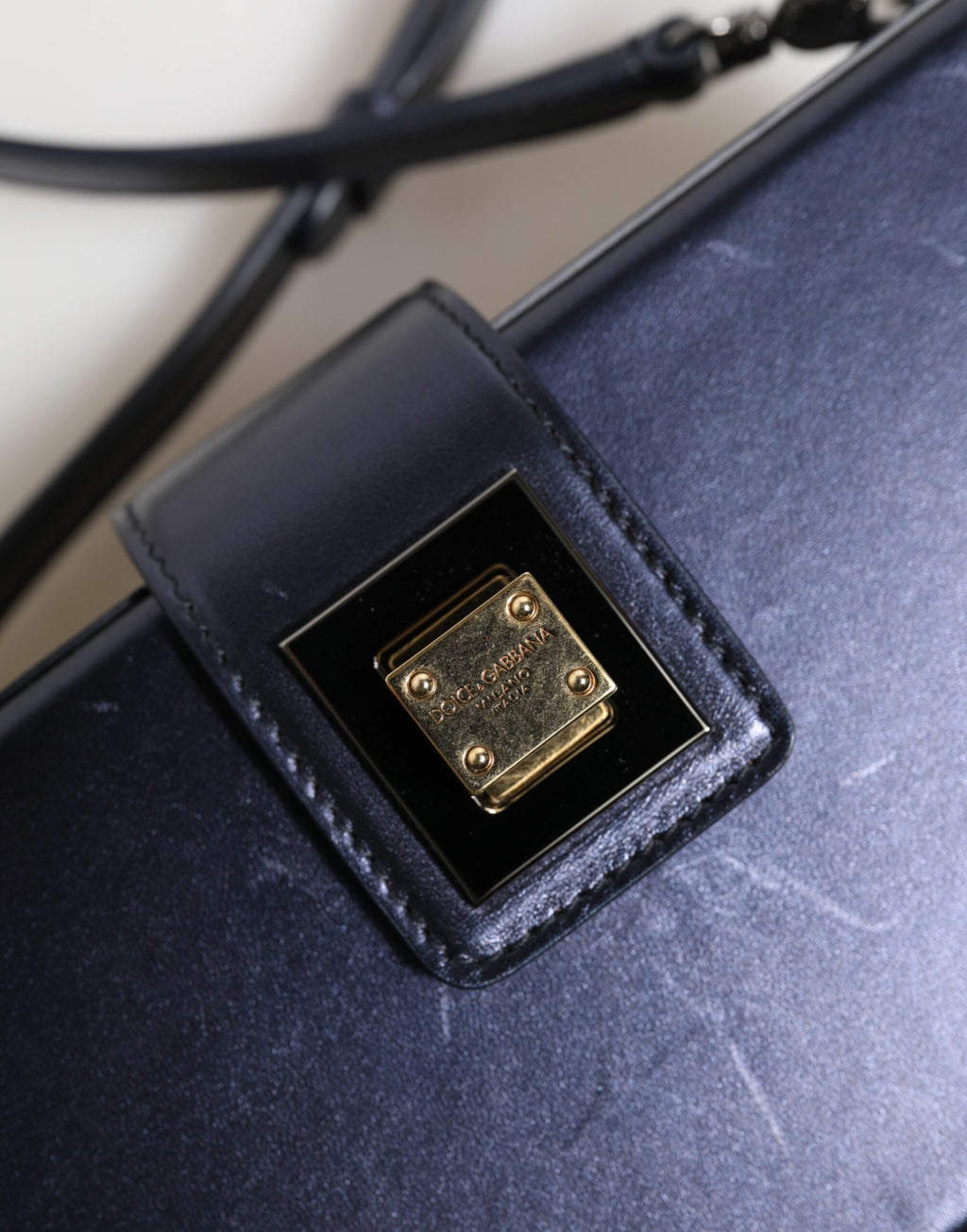 Sangle de sac à main Dolce & Gabbana Blue DG BOX en cuir de mouton pour sac bandoulière élégante et tendance