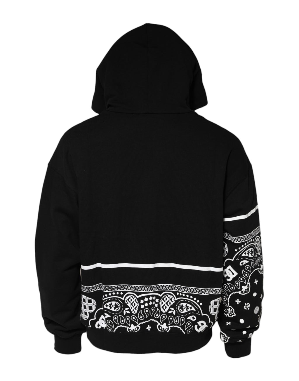 Sweat à capuche homme Dolce & Gabbana, sweatshirt noir avec bandana imprimé, style décontracté et tendance.