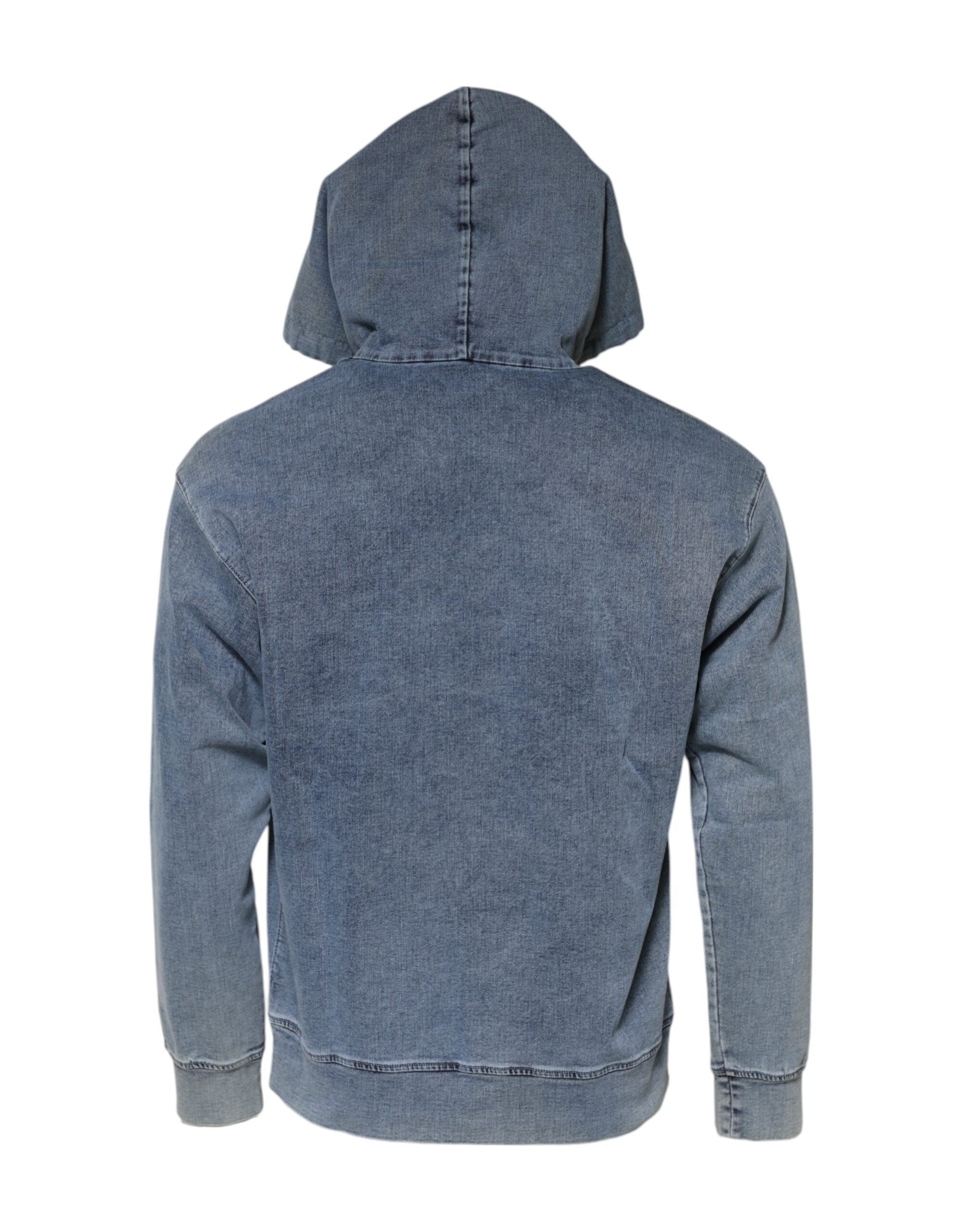 Sweat à capuche Dolce & Gabbana en coton mélangé bleu, sweat-shirt décontracté avec logo et design moderne.