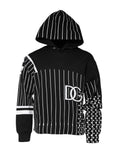 Sweat-shirt à capuche pour homme Dolce & Gabbana à rayures noires, pull en molleton avec capuche et détails élégants.