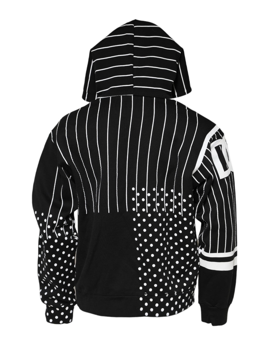 Sweat-shirt à capuche pour hommes Dolce & Gabbana noir avec rayures, confortable et décontracté, en tissu doux.