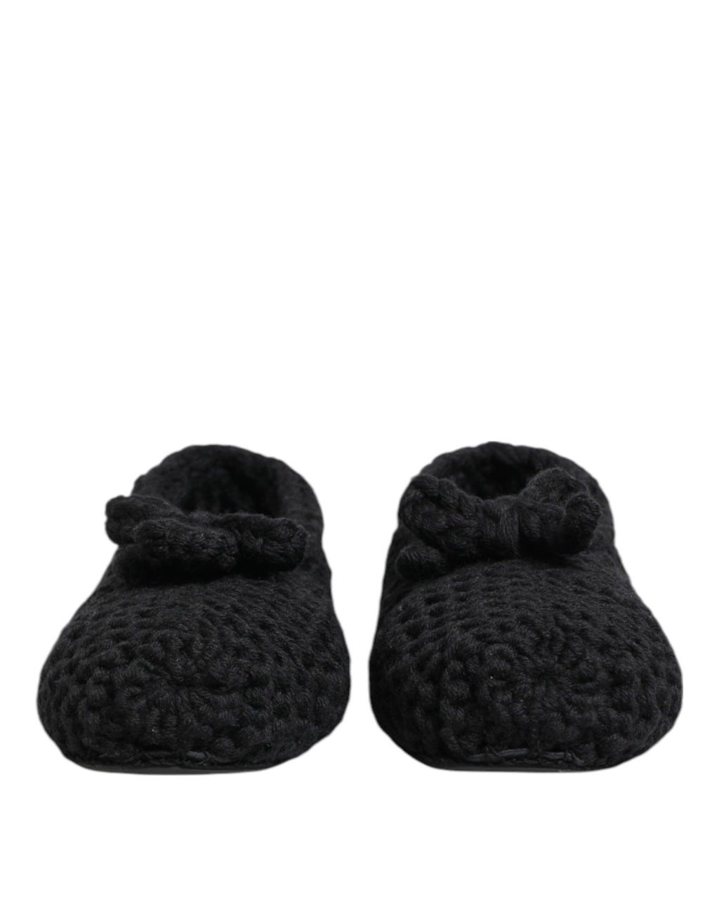 Chaussures ballerines noires en laine Dolce & Gabbana, slip-on élégantes et confortables pour femme.