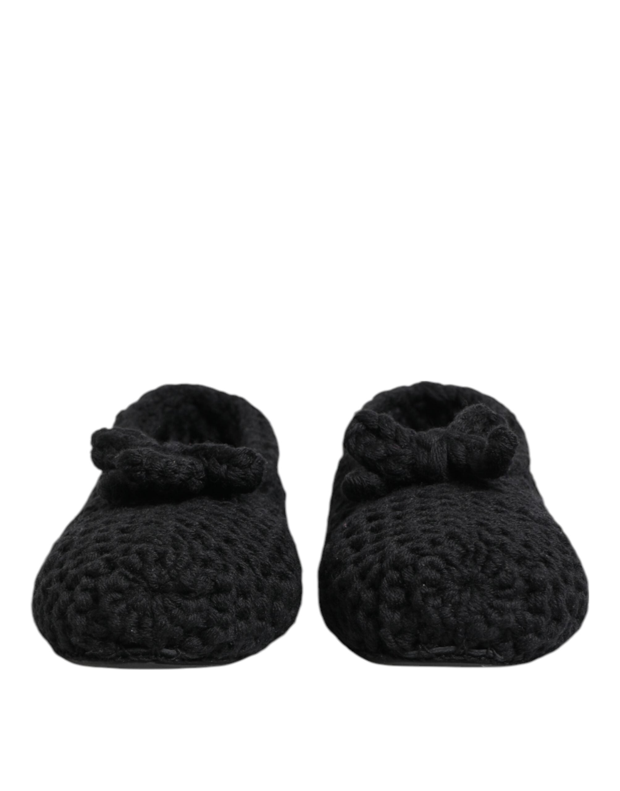 Chaussures ballerines noires en laine Dolce & Gabbana, slip-on élégantes et confortables pour femme.