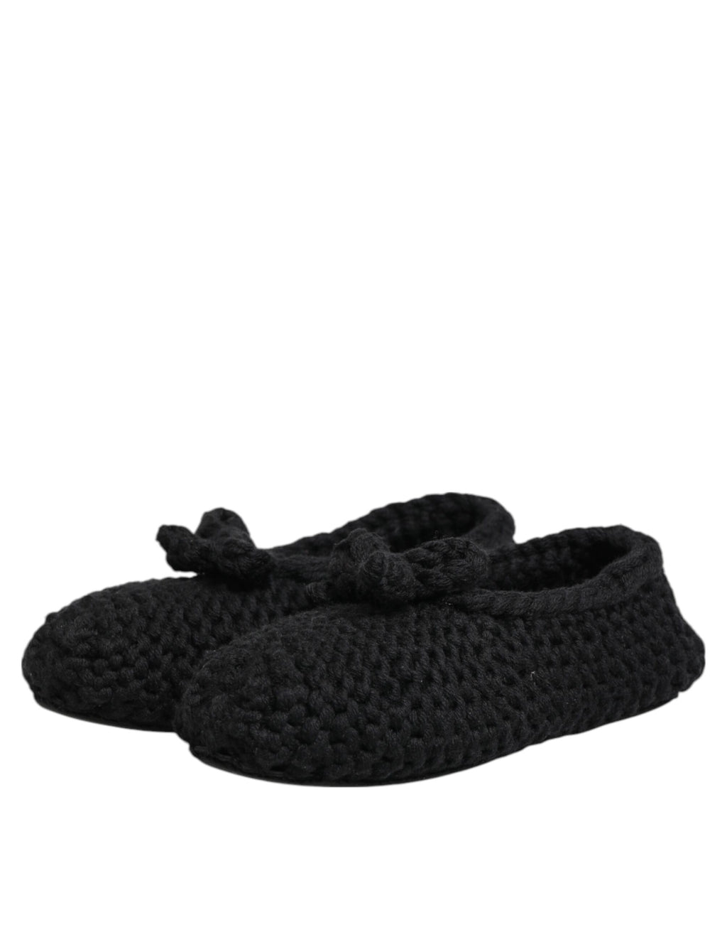 Chaussures ballerines en laine noire Dolce & Gabbana, slip-on, confortables et élégantes.