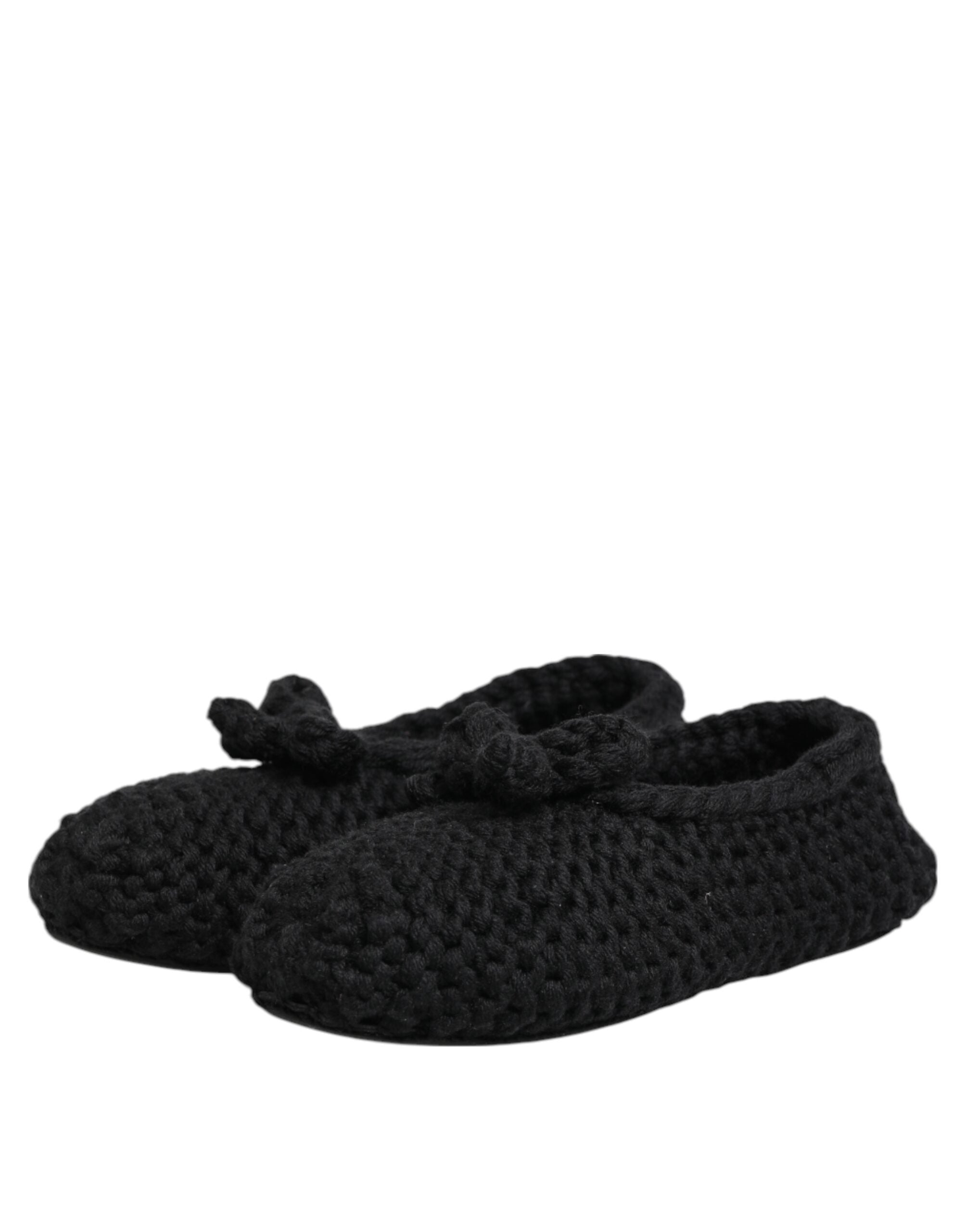 Chaussures ballerines en laine noire Dolce & Gabbana, slip-on, confortables et élégantes.