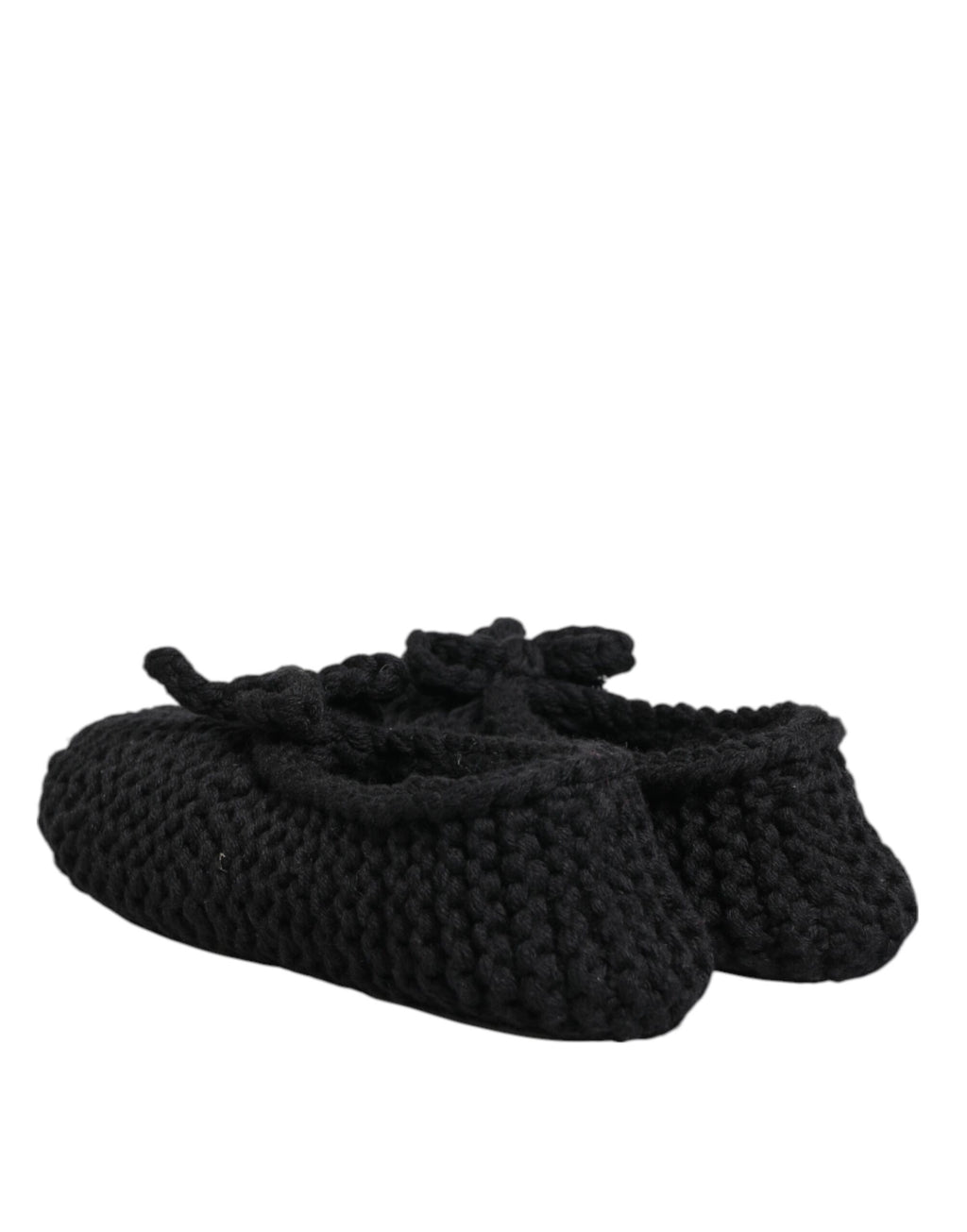 Chaussures ballerines Dolce & Gabbana en laine noire, slip-on, confortables et élégantes, vues de face.