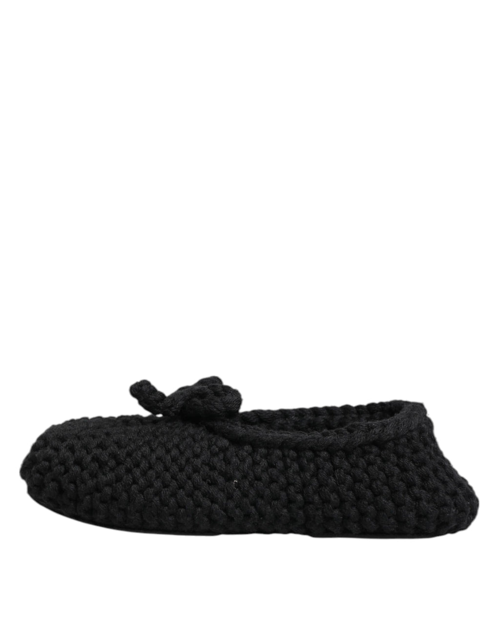 Chaussures ballerines Dolce & Gabbana en laine noire, chaussons slip-on élégants pour femmes.