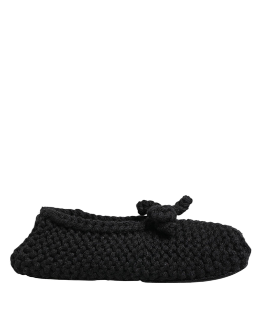 Chaussures ballerines Dolce & Gabbana en laine noire, tissée, avec bande élastique pour glisser facilement.
