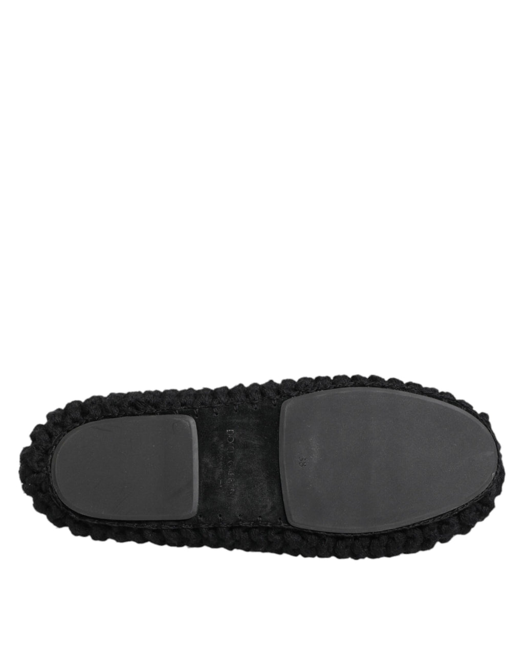 Chaussures ballerines en laine noire Dolce & Gabbana, mocassins slips-on élégants pour femme.
