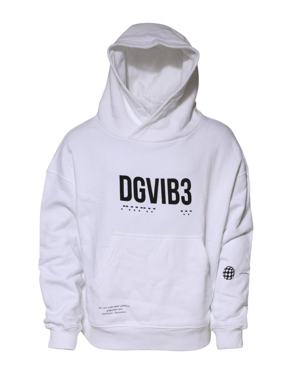 Sweat-shirt à capuche blanc Dolce & Gabbana DG Vib3 pour homme, pull décontracté avec logo visible.