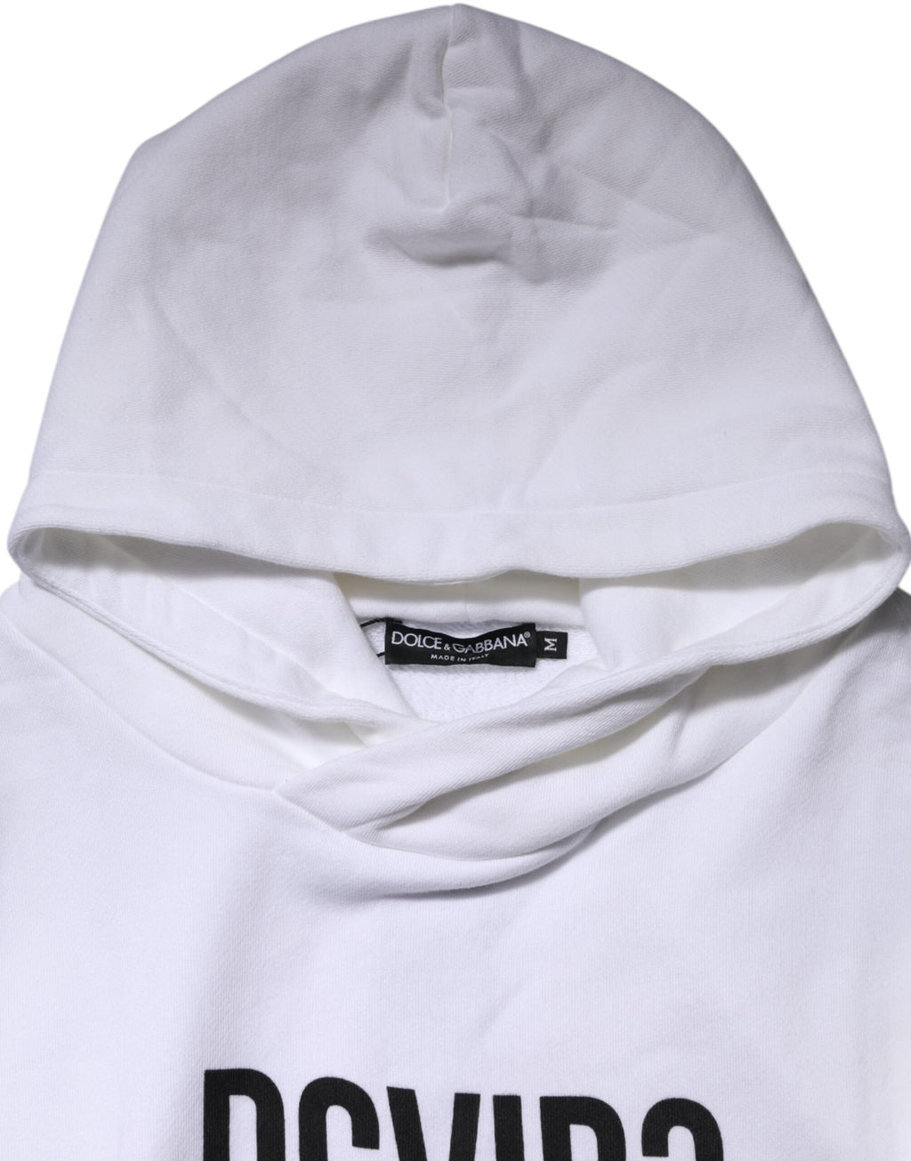 Sweat-shirt à capuche blanc Dolce & Gabbana DG Vib3 pour hommes, style décontracté et moderne, en coton doux.
