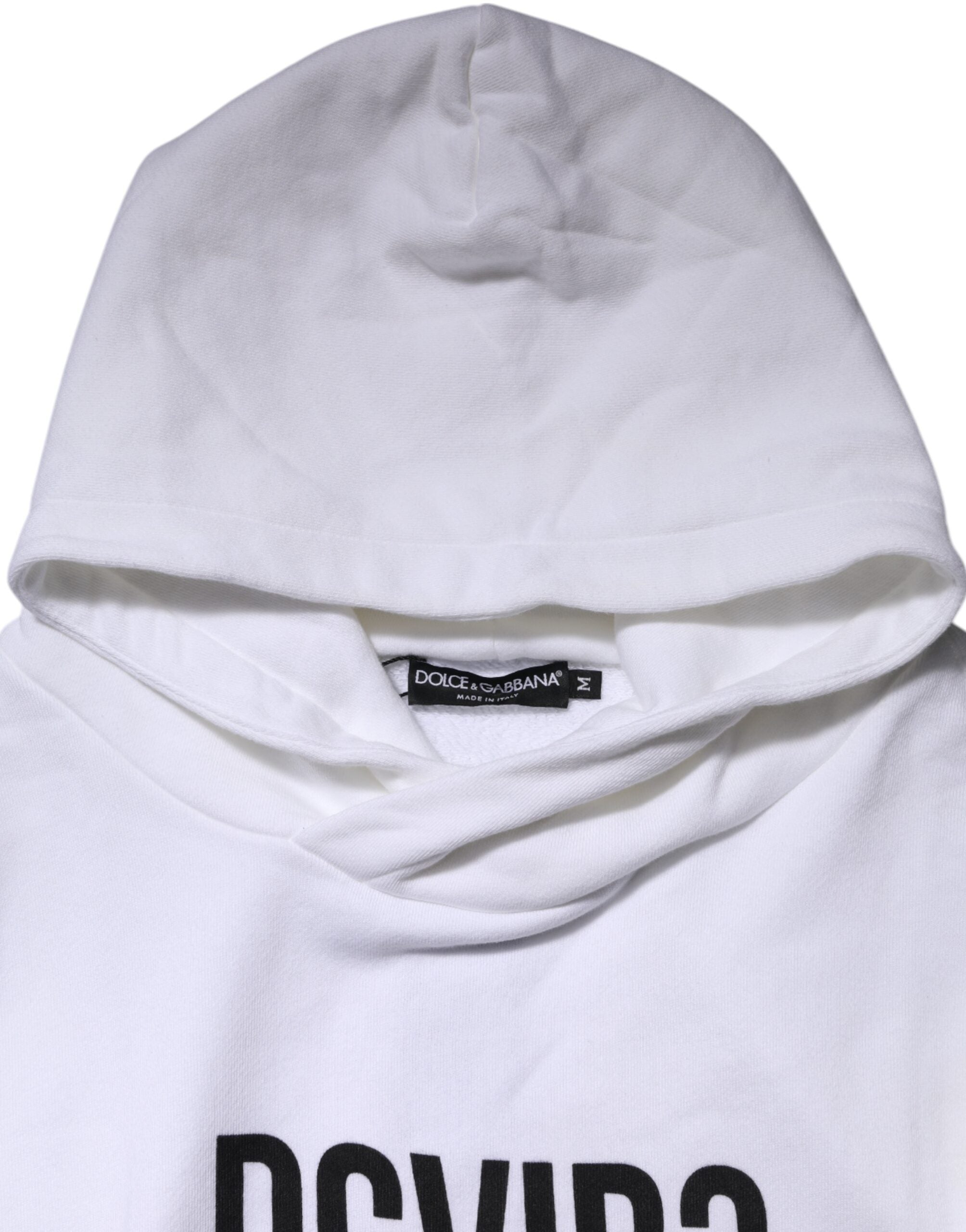 Sweat-shirt à capuche blanc Dolce & Gabbana DG Vib3 pour hommes, style décontracté et moderne, en coton doux.