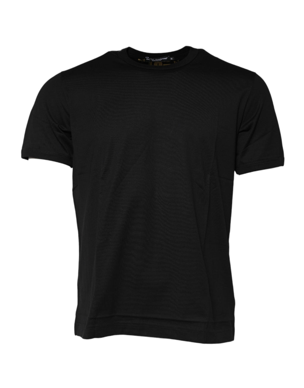 T-shirt Dolce & Gabbana en coton noir avec logo imprimé, col rond, style décontracté.
