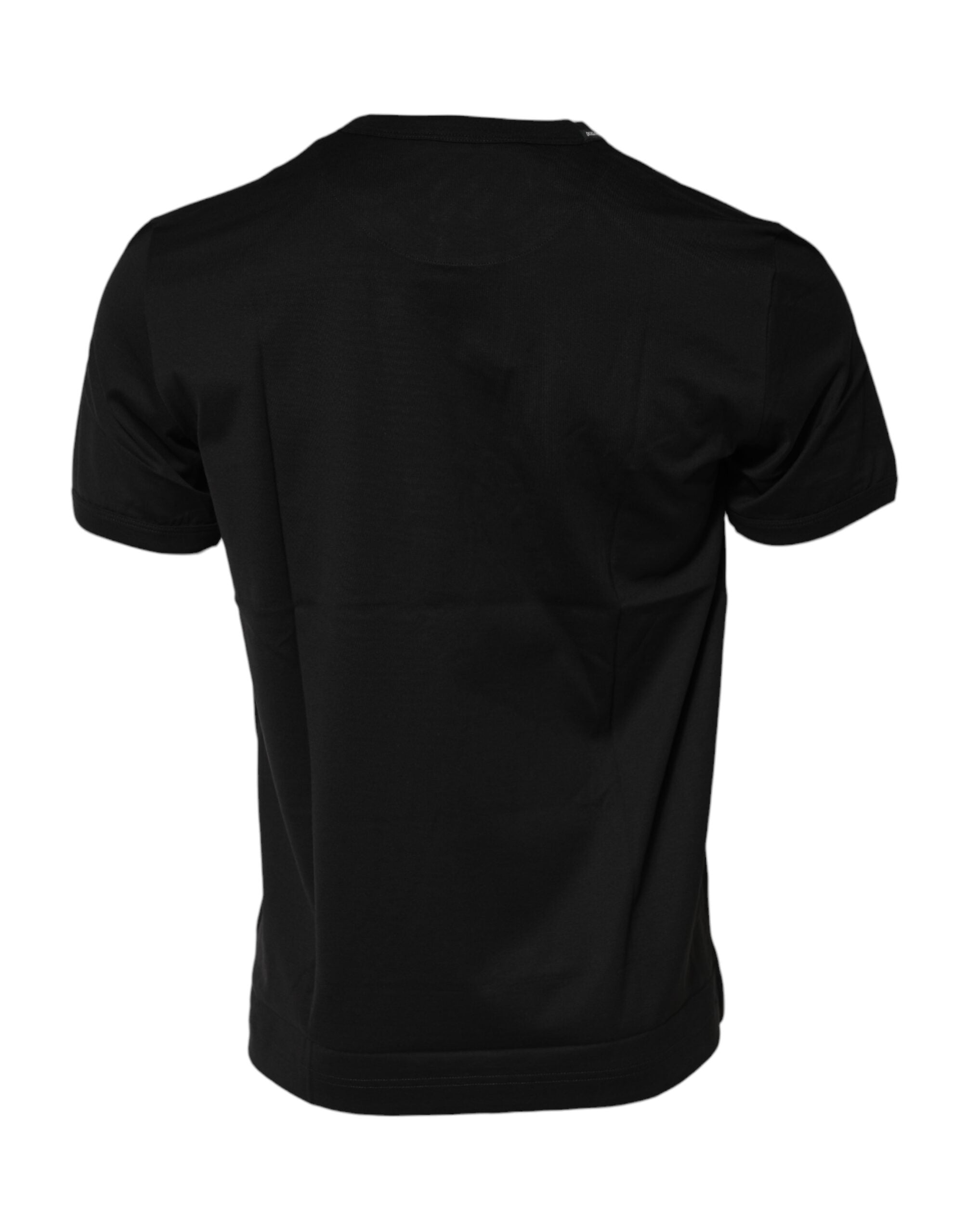T-shirt noir en coton Dolce & Gabbana avec logo imprimé, col rond et style décontracté.