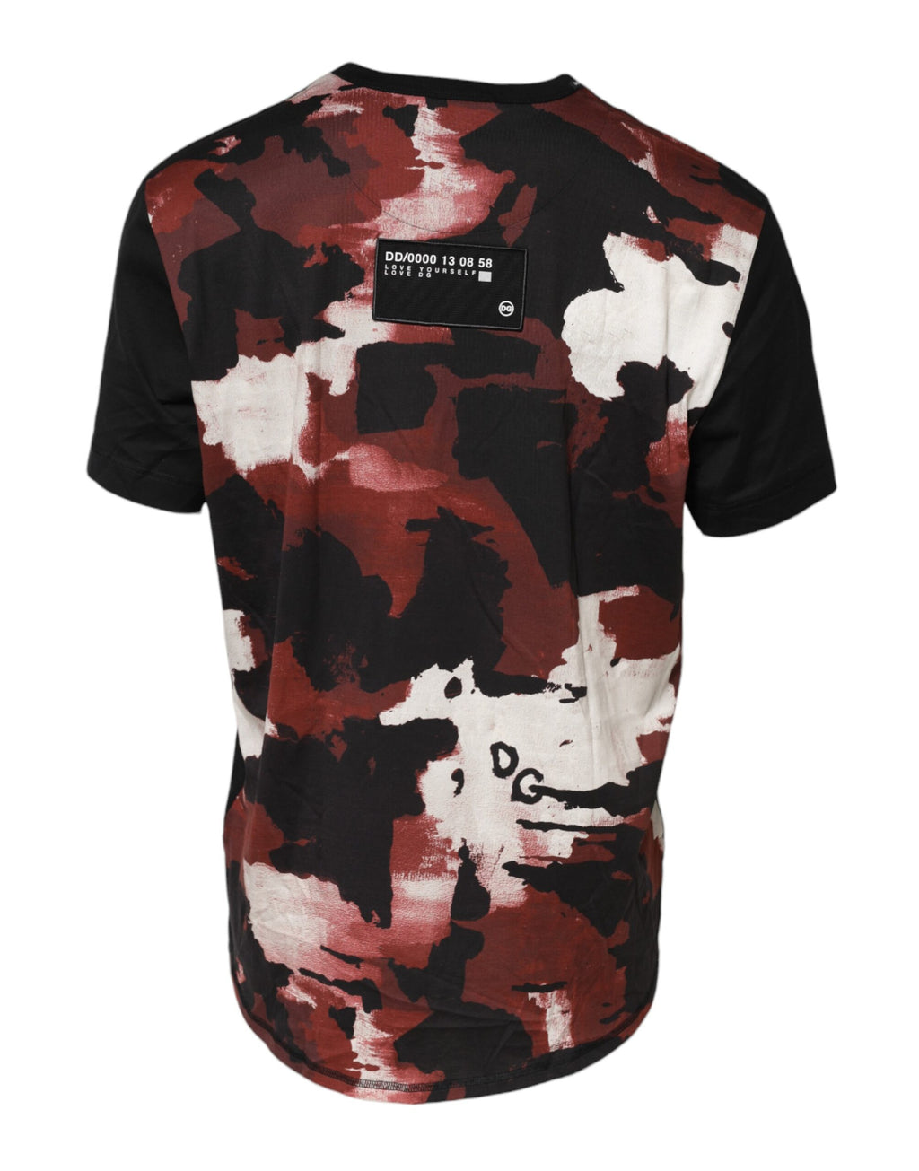 T-shirt à col rond Dolce & Gabbana multicolore camouflage, en coton avec motif de camouflage multicolore.