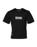 T-shirt en coton noir Dolce & Gabbana DG Vib3 avec col rond et imprimé, vue de face.