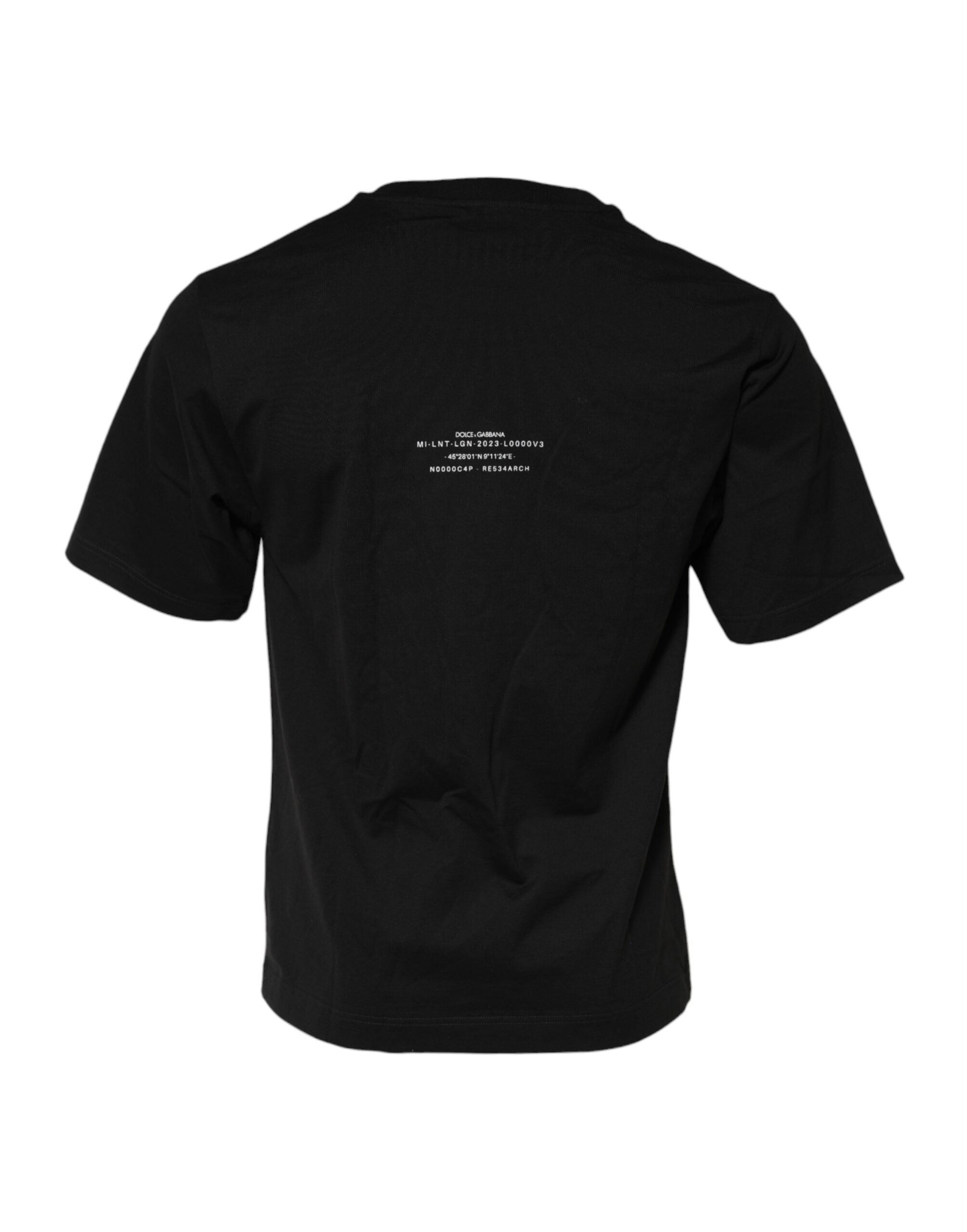 T-shirt en coton noir Dolce & Gabbana DG Vib3 avec col rond et imprimé graphique, vue de face.