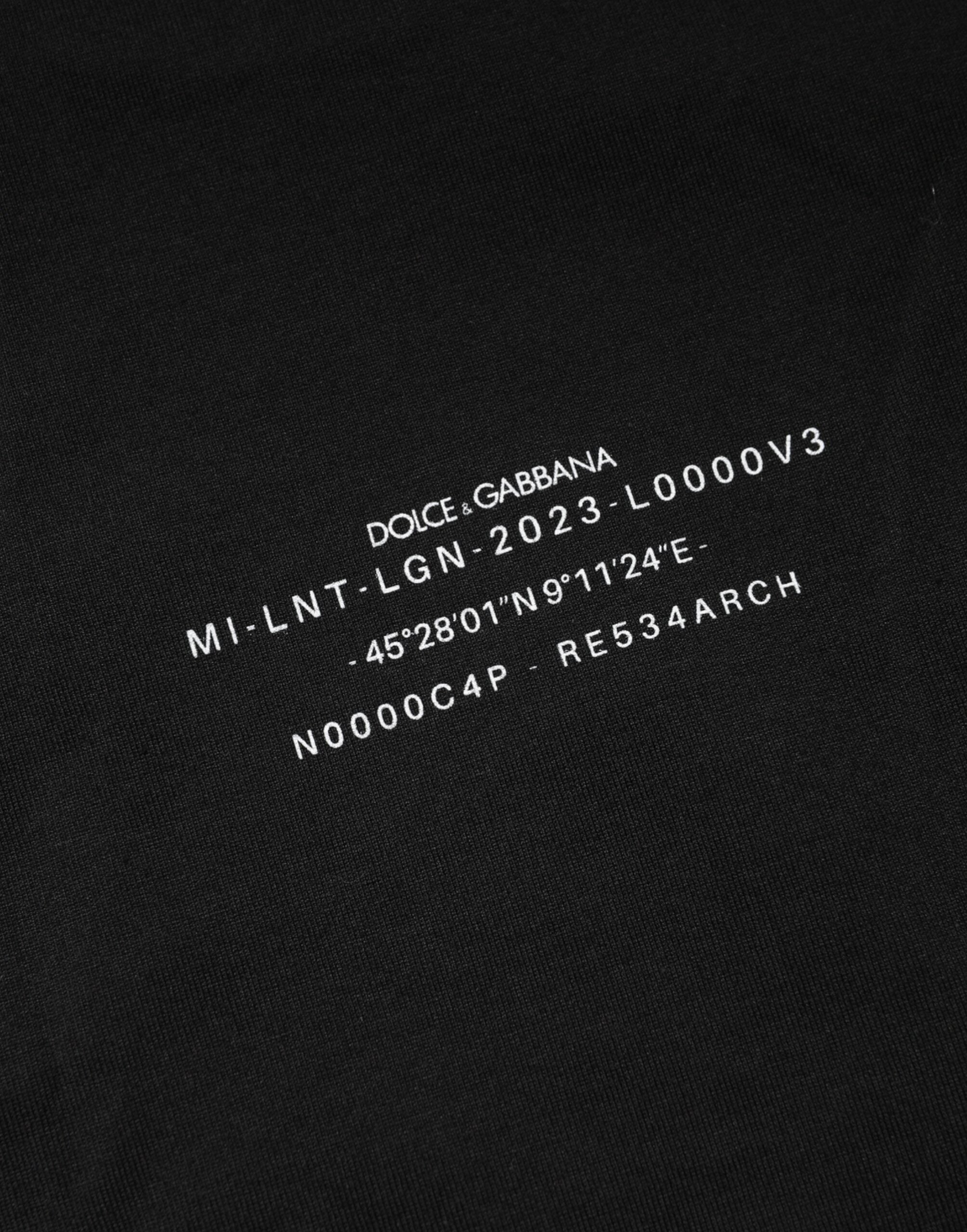 T-shirt en coton noir Dolce & Gabbana DG Vib3 avec col rond, motif imprimé, vue de face.