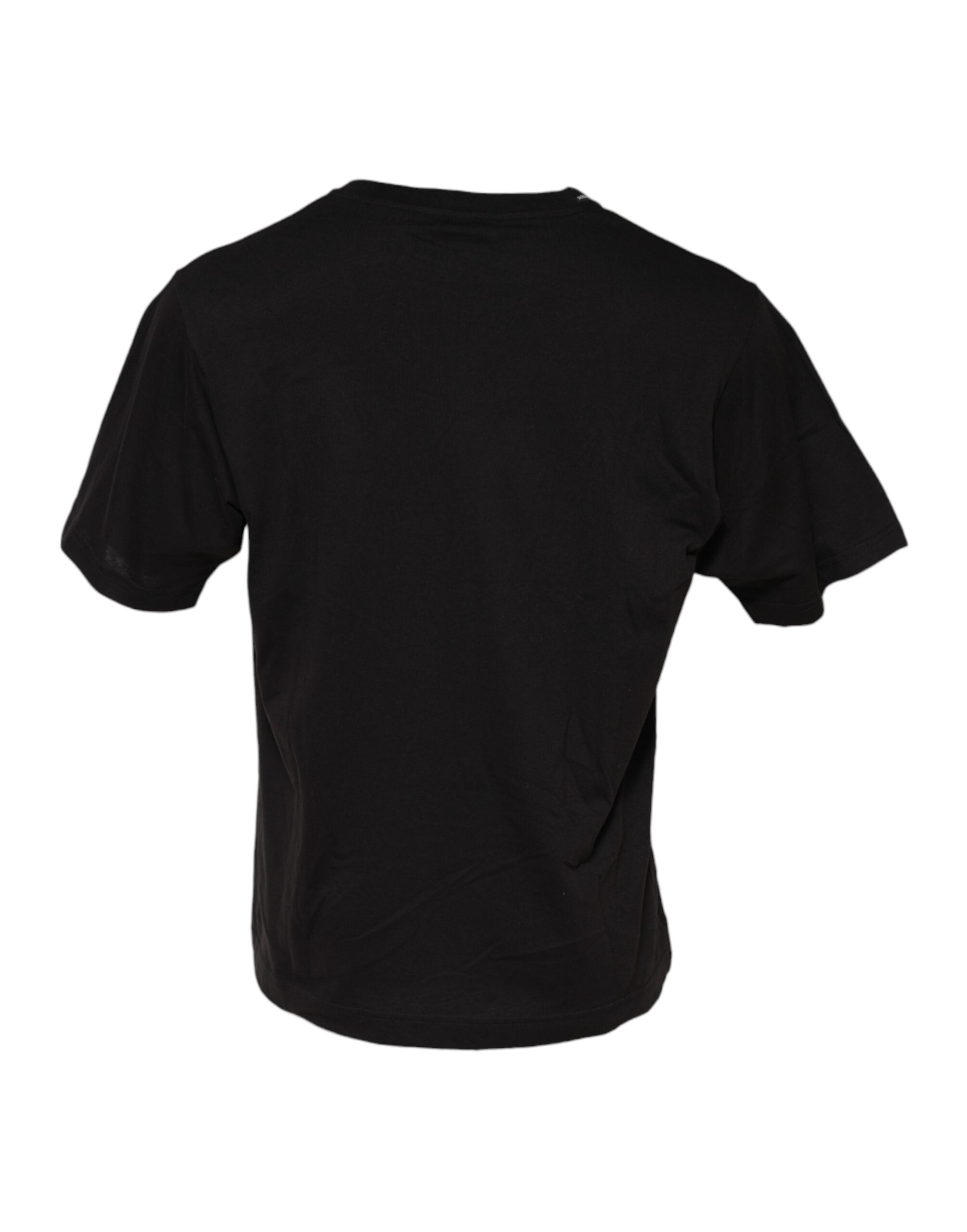 T-shirt noir en coton Dolce & Gabbana à col rond, style minimaliste et design épuré.