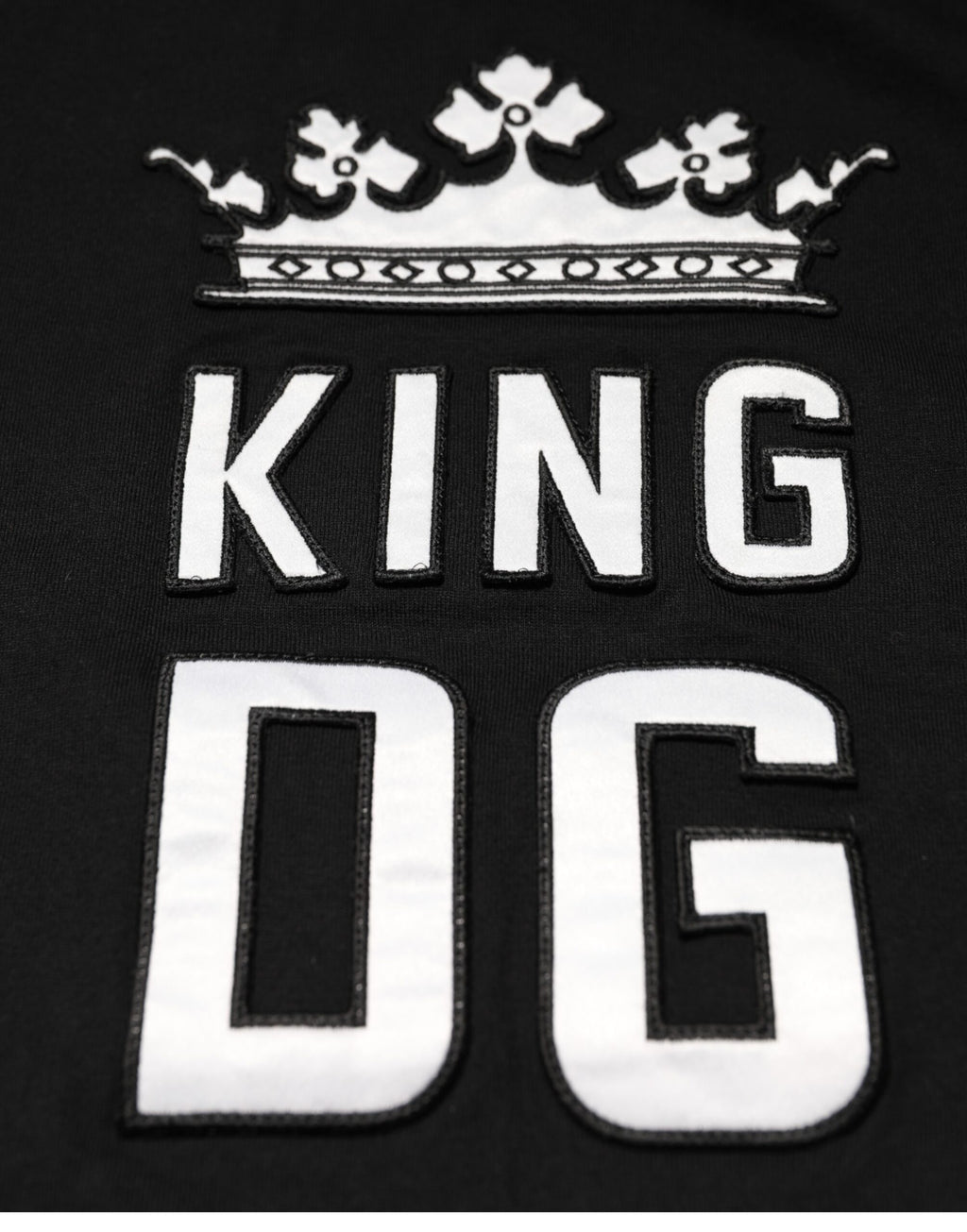 T-shirt en coton noir Dolce & Gabbana DG King Crown avec col ras du cou, affichant un design de couronne imprimé à l'avant.