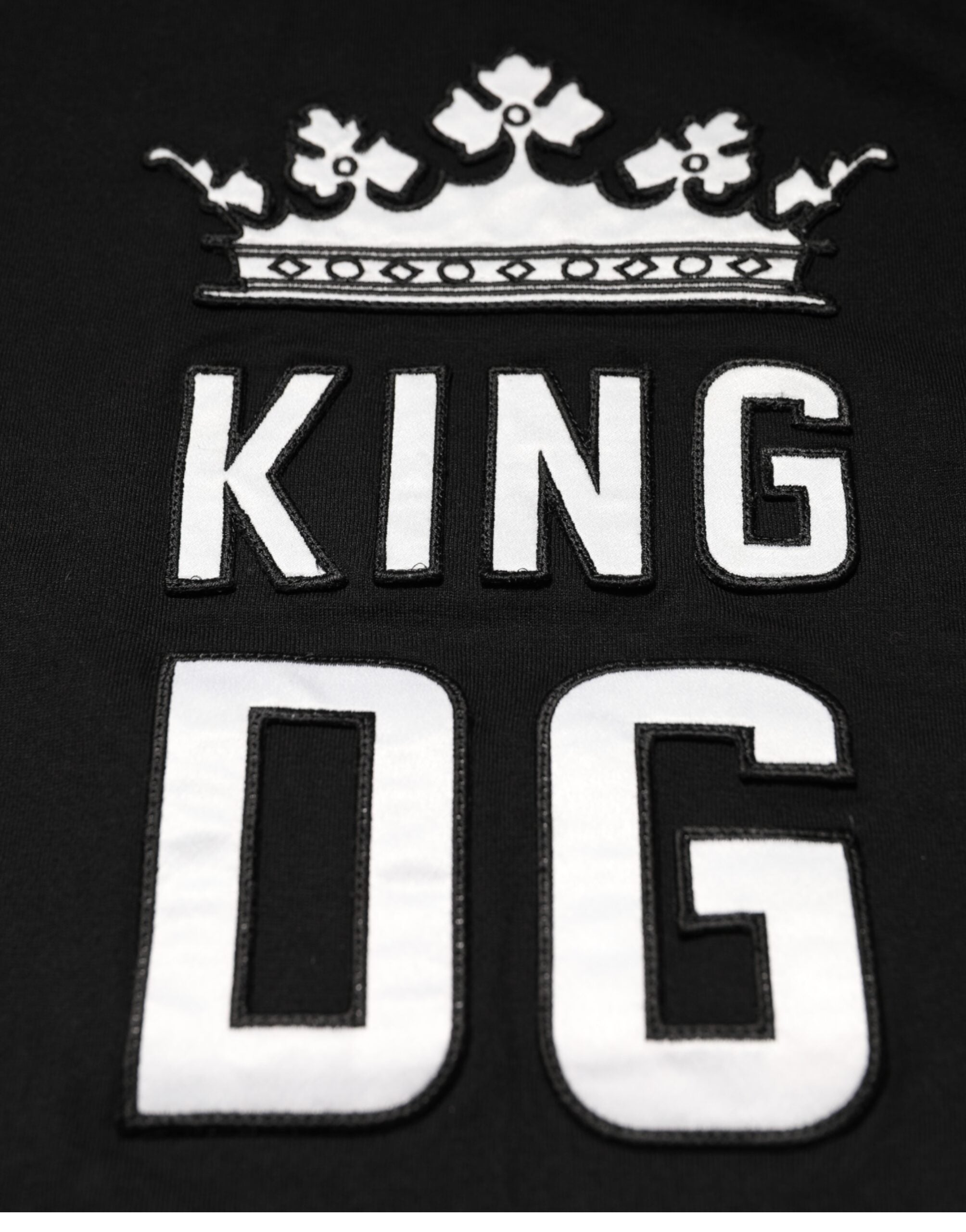 T-shirt en coton noir Dolce & Gabbana DG King Crown avec col ras du cou, affichant un design de couronne imprimé à l'avant.
