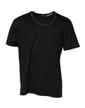 T-shirt à col rond en coton noir avec chaîne Dolce & Gabbana, design élégant et mode moderne.