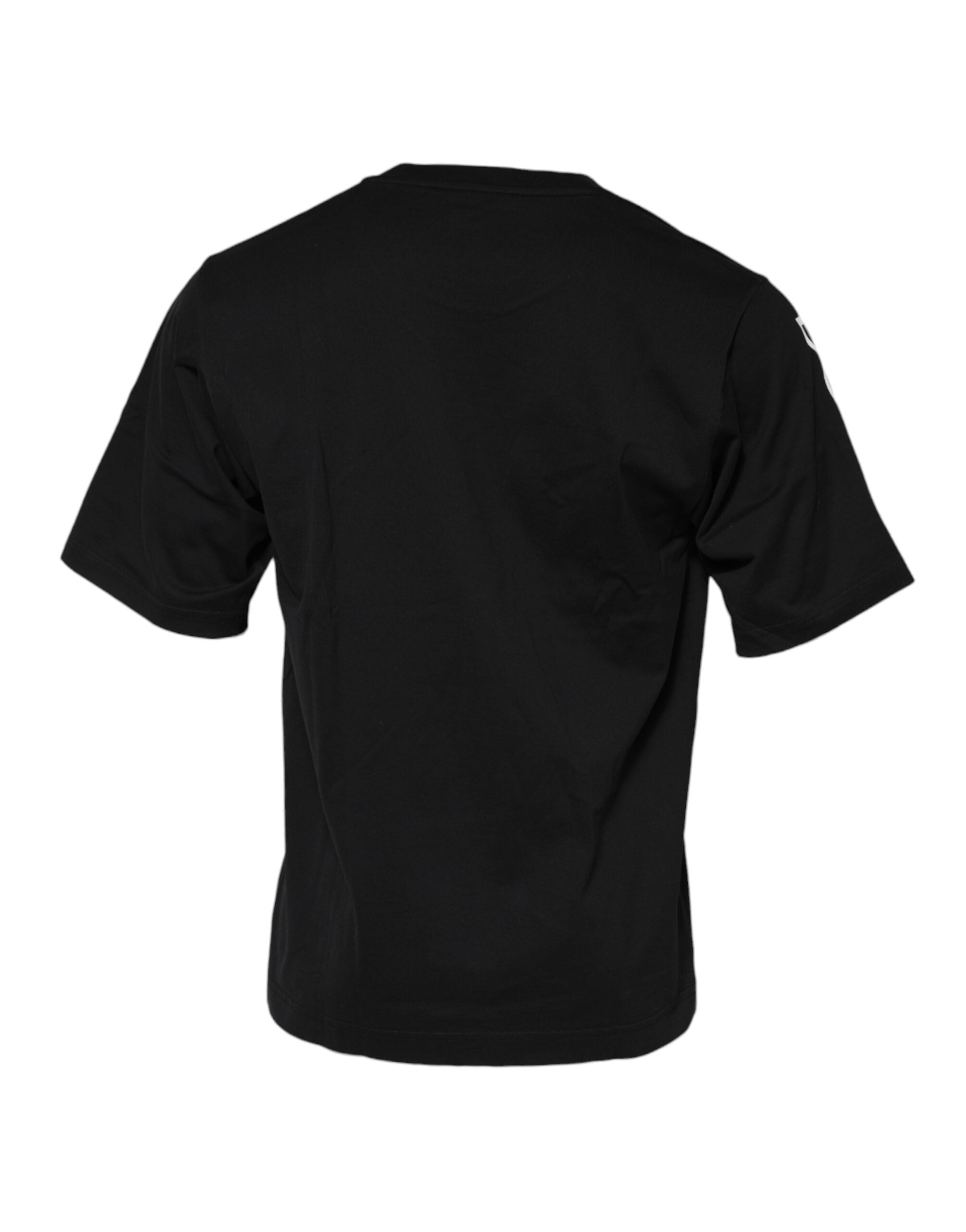T-shirt homme en coton noir Dolce & Gabbana avec logo imprimé, col ras du cou, vue de face.