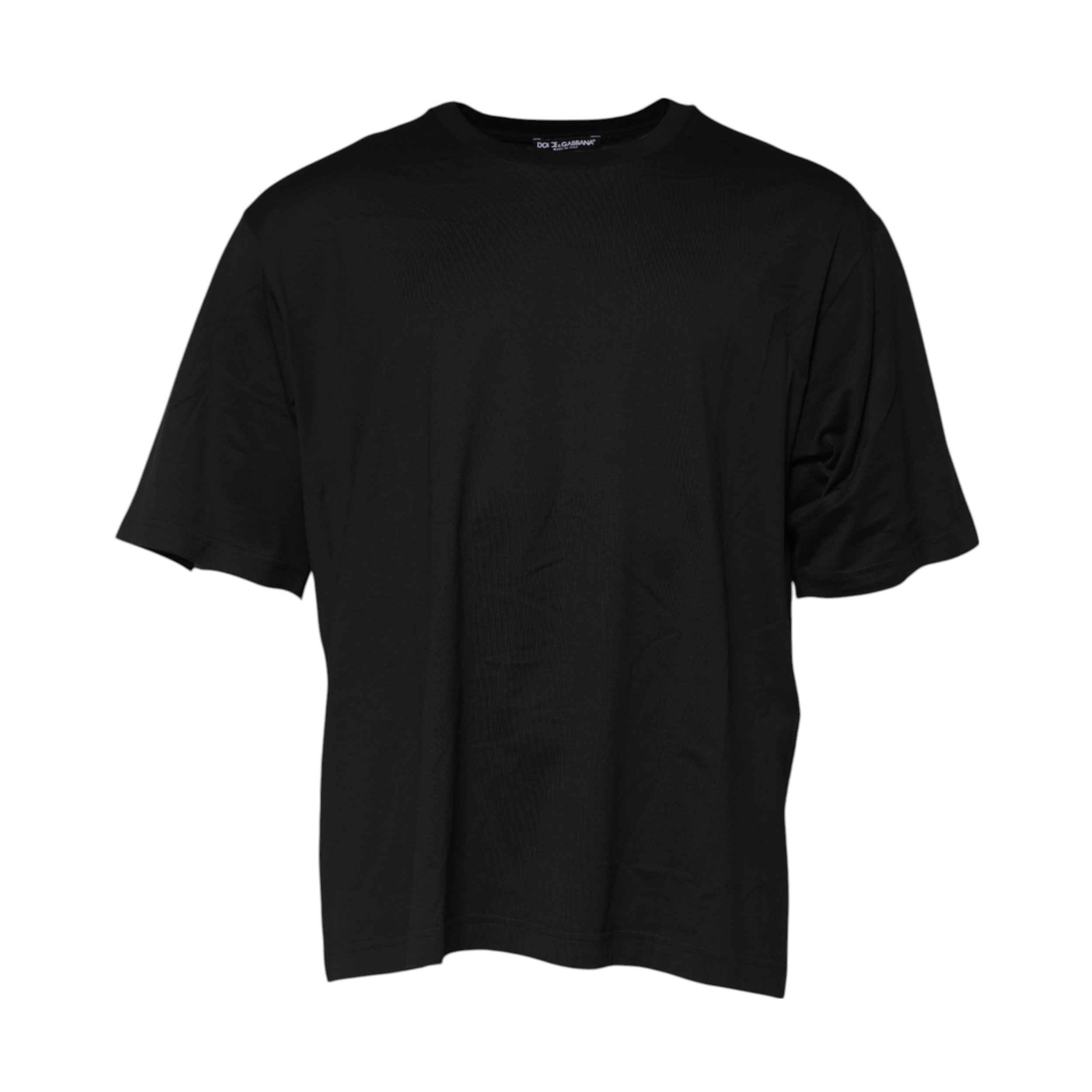 T-shirt noir en coton à col rond à manches courtes de Dolce & Gabbana, design simple et élégant.
